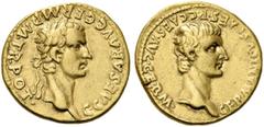 RÖMER RÖMISCHE KAISERZEIT. Caligula, 37 - 41 n. Chr. Aureus (7,38g). 37 n. Chr. Mzst. Lugdunum. Vs.: C CAESAR AVG GERM PM TR POT, Kopf des Caligula n.r. Rs.: GERMANICVS CAES P C CAES AVG GERM, Kopf de