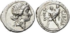 RÖMER RÖMISCHE REPUBLIK. RÖMISCHE REPUBLIK NACH 211 V. C. Iulius Caesar, 47 - 46 v. Chr. Denar (3,80g). Mzst. in Afrika. Vs.: Kopf der Venus mit Stephane n. r. Rs.: CAESAR, Aeneas trägt seinen Vater A
