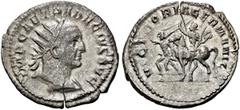RÖMER RÖMISCHE KAISERZEIT. Traianus Decius, 249 - 251 n. Chr. Antoninian (3,79g). 250 - 251 n. Chr. Mzst. Mediolanum. Vs.: IMP CAE TRA DECIVS AVG, Büste mit Strahlenkrone n. r. Rs.: VICTORIA GERMANICA