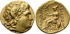 GRIECHEN THRAKISCHE KÖNIGE UND DYNASTEN. Lysimachos, 305 - 281 v. Chr. Stater (8,45g). um 230 - 225 v. Chr. Mzst. Kalchedon. Vs.: Kopf Alexanders d. Großen mit Diadem u. Ammonshorn n. r. Rs.: ΒΑΣΙΛΕΩΣ
