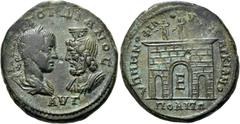 RÖMISCHE PROVINZIALPRÄGUNGEN MOESIA INFERIOR. MARKIANOPOLIS. Gordian III., 238 - 244 n. Chr. mit Sarapis AE (13,92g). Unter dem Statthalter Menophilus. Vs.: Μ ΑΝΤ ΓΟΡΔΙΑΝΟΣ / ΑΥΓ, die drapierten Büste
