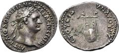 RÖMISCHE PROVINZIALPRÄGUNGEN LYKIEN. KOINON. Domitian, 81 - 96 n. Chr. Drachme (3,35g). 95 n. Chr. Vs.: ΑΥΤ ΚΑΙΣ ΔΟΜΙΤΙΑΝΟΣ ΣΕΒΑΣΤΟΣ ΓΕΡΜ, Kopf mit Lorbeerkranz n. r. Rs.: ΕΤΟΥΣ ΙΔ ΥΠΑΤΟΥ ΙΖ, Kithara.