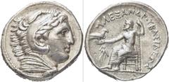 GRIECHEN MAKEDONISCHE KÖNIGE. Alexander III. der Große, 336 - 323 v. Chr. Tetra­drachme (17,18g). 323 - 320 v. Chr. Mzst. Amphipolis. Vs.: Kopf des Herakles im Löwenskalp n. r. Rs.: ΑΛΕΞΑΝΔΡΟΥ ΒΑΣΙΛΕΩ