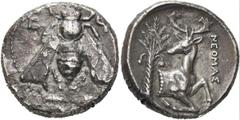 GRIECHEN IONIEN. EPHESOS. Tetradrachme (14,74g). ca. 370 - 360 v. Chr., Magistrat Neomas. Vs.: Biene mit gespreizten Flügeln in Draufsicht zwischen Ε-Φ. Rs.: ΝΕΟΜΑΣ, Vorderteil eines knienden Hirschen