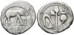 RÖMER RÖMISCHE REPUBLIK. RÖMISCHE REPUBLIK NACH 211 V. CHR. C. Iulius Caesar, 49 - 48 v. Chr. Denar (3,84g). Mzst. in Gallia Narbonensis oder Hispania Citerior. Vs.: CAESAR, Elefant n. r. einen Drache