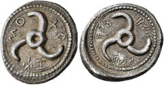 GRIECHEN LYKIEN. DYNASTEN. Trbbenimi, ca. 380 - 370 v. Chr. 1/6 Stater (1.35g). 4. Jh. v. Chr. Mzst.Limyra (Zemure). Vs.: "zemuh" um Triskeles. Rs.: "trebbe" um Triskeles. SNG Aul. 4222; Müseler VIII 
