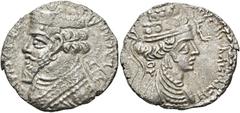 GRIECHEN PARTHER. ARSAKIDEN. Phraatakes und Musa, 2 v. Chr. - 4 n. Chr. Tetradrachme (12.45g). 3 n. Chr. Mzst.Seleukia am Tigris. Vs.: ΒΑΣΙΛΕΩΣ ΒΑΣΙΛΕΩΝ, Büste des Königs wird von Nike bekränzt. Dahin
