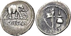 RÖMER RÖMISCHE REPUBLIK. RÖMISCHE REPUBLIK NACH 211 V CHR. C. Iulius Caesar, 49 - 48 v. Chr. Denar (3.82g). Mzst.in Gallia Narbonensis oder Hispania Citerior. Vs.: CAESAR, Elefant n. r. einen Drachen 