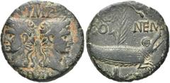 RÖMER RÖMISCHE KAISERZEIT Augustus, 27 v. Chr. - 14 n. Chr. As (12.27g). 10 - 14 n. Chr. Mzst.Nemausus. Vs.: IMP [P - P DIVI F], Kopf des Agrippa mit Corona rostrata und des Augustus mit Lorbeerkranz 