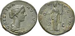 RÖMER RÖMISCHE KAISERZEIT Crispina, 178 - 192 n. Chr. As (11.79g). Kurz nach 178 n. Chr. Mzst.Rom. Vs.: CRISPINA AVGVSTA, drapierte Büste n. r. Rs.: IVNO L-VCINA / S - C, Juno mit Patera u. Zepter n. 