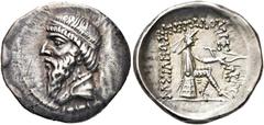 GRIECHEN GRIECHEN PARTHER. ARSAKIDEN. Mithradates I., 164 - 132 v. Chr. Drachme (4.10g). ca. 141 - 132 v. Chr. Mzst.Hekatompylos. Vs.: Bärtige Büste mit Diadem n. l. Rs.: ΒΑΣΙΛΕΩΣ / ΜΕΓΑΛΟΥ / ΑΡΣΑΚΟΥ,