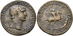 RÖMER RÖMER RÖMISCHE KAISERZEIT Trajan, 98 - 117 n. Chr. Sesterz (26.03g). 104/5 - 107 n. Chr. Mzst.Rom. Vs.: IMP CAES NERVAE TRAIANO AVG GER DAC P M TR P COS V P P, Büste mit Lorbeerkranz u. Gewand a