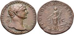RÖMER RÖMER RÖMISCHE KAISERZEIT Trajan, 98 - 117 n. Chr. Sesterz (22.43g). 108 - 109/10 n. Chr. Mzst.Rom. Vs.: IMP CAES NERVAE TRAIANO AVG GER DAC P M TR P COS V P P, Büste mit Lorbeerkranz u. Gewand 