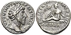 RÖMER RÖMER RÖMISCHE KAISERZEIT Marcus Aurelius, 161 - 180 n. Chr. Denar (3.22g). 164 n. Chr. Mzst.Rom. Vs.: ANTONINVS AVG ARMENIACVS, Kopf mit Lorbeerkranz n. r. Rs.: P M TR P XVIII IMP II COS III / 
