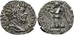 RÖMER RÖMER RÖMISCHE KAISERZEIT Septimius Severus, 193 - 211 n. Chr. Denar (2.58g). 198 n. Chr. Mzst.Rom. Vs.: L SEPT SEV PERT AVG IMP X, Kopf mit Lorbeerkranz n. r. Rs.: VICT AVGG COS II P P, Viktori