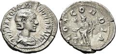 RÖMER RÖMER RÖMISCHE KAISERZEIT Iulia Aquilia Severa, 220 - 221 n. Chr. Denar (3.15g). Mzst.Rom. Vs.: IVLIA AQVILIA SEVERA AVG, drapierte Büste n. r. Rs.: CONCORDIA, Concordia mit Doppelfüllhorn opfer