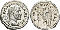 RÖMER RÖMER RÖMISCHE KAISERZEIT Maximinus Thrax, 235 - 238 n. Chr. Denar (3.40g). 236 n. Chr. Mzst.Rom. Vs.: IMP MAXIMINVS PIVS AVG, drapierte Panzerpüste mit Lorbeerkranz n. r. Rs.: P M TR P II COS P
