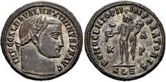 RÖMER RÖMER RÖMISCHE KAISERZEIT Maximinus Daia, 310 - 313 n. Chr. Follis (7.73g). 311 n. Chr. Mzst.Alexandria. Vs.: IMP C GALER VAL MAXIMINVS P F AVG, Kopf mit Lorbeerkranz n. r. Rs.: BONO GENIO PII I