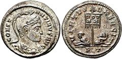 RÖMER RÖMER RÖMISCHE KAISERZEIT Constantin I., der Große, 307 - 337 n. Chr. Follis (3.64g). 319 - 320 n. Chr. Mzst.Ticinum. Vs.: CONST-ANTINVS AVG, behelmte Panzerbüste n. r. Rs.: VIRTVS EXERCIT / P T