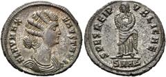 RÖMER RÖMER RÖMISCHE KAISERZEIT Fausta, 307 - 326 n. Chr. Follis (3.01g). 325 - 326 n. Chr. Mzst.Herakleia. Vs.: FLAV MAX FAVSTA AVG, drapierte Büste n. r. Rs.: SPES REI P-VBLICAE / SMHΔ, Spes steht m