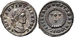 RÖMER RÖMER RÖMISCHE KAISERZEIT Constantin II. als Caesar, 317 - 337 n. Chr. Follis (3.03g). 320 - 321 n. Chr. Mzst.Siscia. Vs.: CONSTANTINVS IVN NOB C, Kopf mit Lorbeerkranz n. r. Rs.: CAESARVM NOSTR