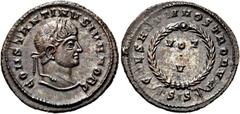 RÖMER RÖMER RÖMISCHE KAISERZEIT Constantin II. als Caesar, 317 - 337 n. Chr. Follis (3.36g). 320 - 321 n. Chr. Mzst.Siscia. Vs.: CONSTANTINVS IVN NOB C, Kopf mit Lorbeerkranz n. r. Rs.: CAESARVM NOSTR