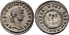RÖMER RÖMER RÖMISCHE KAISERZEIT Constantin II. als Caesar, 317 - 337 n. Chr. Follis (3.28g). 320 - 321 n. Chr. Mzst.Siscia. Vs.: CONSTANTINVS IVN NOB C, Kopf mit Lorbeerkranz n. r. Rs.: CAESARVM NOSTR