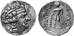 GRIECHEN THRAKISCHE KöNIGE UND DYNASTEN No.: 103 Schätzpreis-Estimation: DM 8000,- Kotys III., 57 - 48 v.Chr. Tetradrachme, (16,33 g.), Vs.: Dionysoskopf r. Rs.: KOTUOS CARAKTHR, stilisierter Herakles