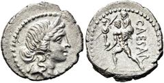 RÖMER RÖMISCHE REPUBLIK. RÖMISCHE REPUBLIK NACH 211 V. CHR. C. Iulius Caesar, 48 - 47 v. Chr. Denar ø 18mm (3,72g). Mzst. in Asia. Vs.: Kopf der Venus mit Stephane n. r. Rs.: CAESAR, Aeneas trägt sein