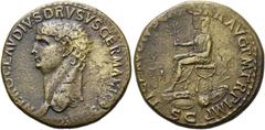 RÖMER RÖMISCHE KAISERZEIT. Drusus maior, 38 - 9 v. Chr. AE Sesterz ø 33mm (25,96g). Geprägt unter Claudius, 42 - 43 n. Chr. Mzst. Rom. Vs.: NERO CLAVDIVS DRVSVS GERMANICVS IMP, Kopf des Drusus n. l. R