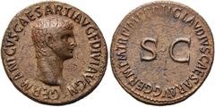 RÖMER RÖMISCHE KAISERZEIT. Germanicus, 15 v. Chr. - 19 n. Chr. AE As ø 30mm (12,23g). Geprägt unter Claudius, 42 - 43 n. Chr. Mzst. Rom. Vs.: GERMANICVS CAESAR TI AVG F DIVI AVG N, Kopf n. r. Rs.: TI 