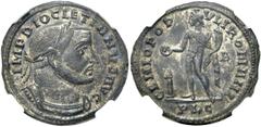 RÖMER RÖMISCHE KAISERZEIT. Diocletian, 284 - 305 n. Chr. AE Follis (11,07g). 301 - 303 n. Chr. Mzst. Lugdunum. Vs.: IMP DIOCLETIANVS AVG, Panzerbüste mit Lorbeerkranz n. r. Rs.: GENIO POPVLI ROMANI / 