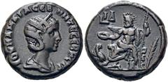 RÖMISCHE PROVIN- ZIALPRÄGUNGEN ÄGYPTEN. ALEXANDRIA. Iulia Mamaea, 222 - 235 n. Chr. AE Billon-Tetra­drachme ø 21mm (12,23g). Jahr 14 (= 234/5 n. Chr.) Vs.: ΙΟΥ ΜΑΜΑΙΑ ΣΕΒ ΜΗΤΕ Κ ΣΤΡΑ, drapierte Büste 