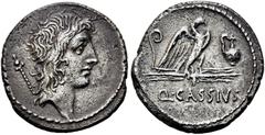 RÖMER RÖMISCHE REPUBLIK. RÖMISCHE REPUBLIK NACH 211 V. CHR. Q. Cassius Longinus, 55 v. Chr. Denar ø 18mm (3,66g). Mzst. Rom. Vs.: Kopf des Genius Populi Romani n. r., dahinter Zepter. Rs.: Q CASSIVS, 