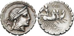 RÖMER RÖMISCHE REPUBLIK. RÖMISCHE REPUBLIK NACH 211 V. CHR. C. Naevius Balbus, 79 v. Chr. Denar ø 18mm (3,99g). Mzst. Rom. Vs.: Büste der Venus mit Diadem, dahinter S C. Rs.: C NAE BALB (teilweise in 