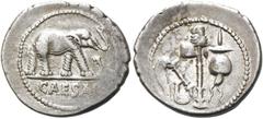 RÖMER RÖMISCHE REPUBLIK. RÖMISCHE REPUBLIK NACH 211 V. CHR. C. Iulius Caesar, 49 - 48 v. Chr. Denar ø 20mm (3,87g). Mzst. in Gallia Narbonensis oder Hispania Citerior. Vs.: CAESAR, Elefant n. r. einen