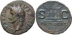 RÖMER KAISERZEIT. Divus Augustus, ab 14 n. Chr. AE As ø 29mm (10,75g). Geprägt unter Tiberius, 31 - 37 n. Chr. Mzst. Rom. Vs.: DIVVS AVGVSTVS PATER, Kopf mit Strahlenkrone n. l. Rs.: PROVIDENT / S - C
