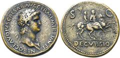 RÖMER KAISERZEIT. Nero, 54 - 68 n. Chr. AE Sesterz ø 35mm (25,26g). 64 n. Chr. Mzst. Rom. Vs.: NERO CLAVDIVS CAESAR AVG GERM P M TR P IMP P P, Kopf mit Lorbeerkranz u. Aegis n. r. Rs.: DECVRSIO / S - 