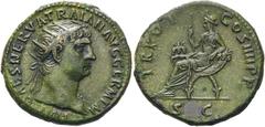 RÖMER KAISERZEIT. Trajan, 98 - 117 n. Chr. AE Dupondius ø 28mm (12,60g). 101 - 102 n. Chr. Mzst. Rom. Vs.: IMP CAES NERVA TRAIAN AVG GERM P M, Kopf mit Strahlenkrone u. Aegis an l. Schulter n. r. Rv.: