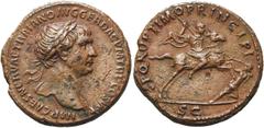 RÖMER KAISERZEIT. Trajan, 98 - 117 n. Chr. AE As ø 27mm (11,25g). 104/5 - 107 n. Chr. Mzst. Rom. Vs.: IMP CAES NERVAE TRAIANO AVG GER DAC P M TR P COS V P P, Büste mit Lorbeerkranz u. Aegis auf der l.