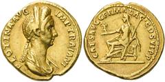 RÖMER KAISERZEIT. Pompeia Plotina, gest. 123 n. Chr. Aureus ø 19mm (7,30g). 112 - 114 n. Chr. Mzst. Rom. Vs.: PLOTINA AVG IMP TRAIANI, drapierte Büste mit Diadem n. r. Rs.: CAES AVG GERMA DAC COS VI P
