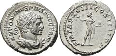 RÖMER KAISERZEIT. Caracalla, 197 - 217 n. Chr. Antoninian ø 24mm (5,18g). 215 n. Chr. Mzst. Rom. Vs.: ANTONINVS PIVS AVG GERM, drapierte Panzerbüste mit Strahlenkrone n. r. Rs.: P M TR P XVIII COS III