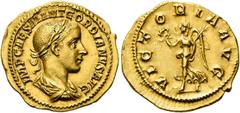 RÖMER KAISERZEIT. Gordian III., 238 - 244 n. Chr. Aureus ø 20mm (4,80g). 238 - 239 n. Chr. Mzst. Rom. Vs.: IMP CAES M ANT GORDIANVS AVG, drapierte Panzerbüste mit Lorbeerkranz n. r. Rs.: VICTORIA AVG,