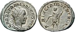 RÖMER KAISERZEIT. Herennius Etruscus als Caesar, 250 - 251 n. Chr. Antoninian ø 22mm (4,47g). Mzst. Rom. Vs.: Q HER ETR MES DECIVS NOB C, drapierte Büste mit Strahlenkranz n. r. Rs.: P-RINCIPI IVVENTV