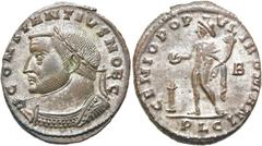 RÖMER KAISERZEIT. Constantius I. Chlorus als Caesar, 293 - 305 n. Chr. AE Follis ø 28mm (10,40g). 301 - 303 n. Chr. Mzst. Lugdunum. Vs.: CONSTANTIVS NOB C, Panzerbüste mit Lorbeerkranz u. Zepter über 