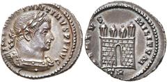 RÖMER KAISERZEIT. Constantin I., der Große, 307 - 337 n. Chr. 1/2 Argenteus ø 16mm (1,64g). 307 - 308 n. Chr. Mzst. Treveris. Vs.: IMP CONSTANTINVS P F AVG, Panzerbüste mit Lorbeerkranz n. r. Rs.: VIR