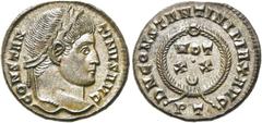 RÖMER KAISERZEIT. Constantin I., der Große, 307 - 337 n. Chr. AE Follis ø 18mm (3,32g). 322 - 325 n. Chr. Mzst. Ticinum. Vs.: CONSTAN-TINVS AVG, Kopf mit Lorbeerkranz n. r. Rs.: D N CONSTANTINI MAX AV