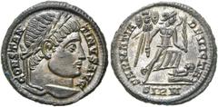 RÖMER KAISERZEIT. Constantin I., der Große, 307 - 337 n. Chr. AE Follis ø 19mm (2,82g). 324 - 325 n. Chr. Mzst. Sirmium. Vs.: CONSTAN-TINVS AVG, Kopf mit Lorbeerkranz n. r. Rs.: SARMATIA DEVICTA / SIR