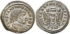 RÖMER KAISERZEIT. Constantin II. als Caesar, 317 - 337 n. Chr. AE Follis ø 20mm (3,76g). 319 - 320 n. Chr. Mzst. Siscia. Vs.: CONSTAN-TINVS IVN NOB C, drapierte Panzerbüste mit Lorbeerkranz n. r. Rs.: