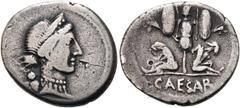 RÖMER RÖMISCHE REPUBLIK. RÖMISCHE REPUBLIK NACH 211 V. CHR.. C. Iulius Caesar, 46 - 45 v. Chr. Denar ø 19mm (3,56g). Mzst. in Spanien. Vs.: Kopf der Venus mit Diadem n. r., dahinter Cupido. Rs.: CAESA